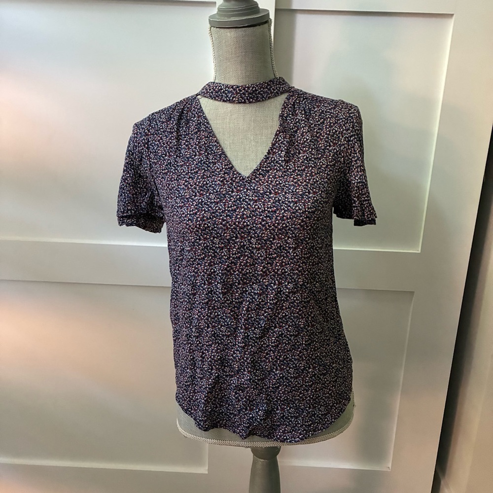 Maeve by Anthropologie Cut Out Short Sleeve Blouse, XS